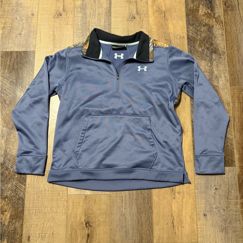 Under Armour Women's ColdGear 1/4 Zip Pullover Size Large - Blue W/ Camouflage